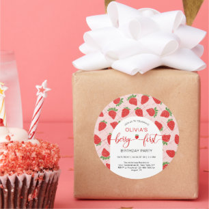 Berry 1st First Birthday Party Classic Round Sticker