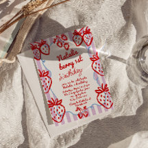 Berry 1st Hand Drawn Strawberry Girl Fun Birthday