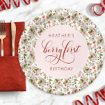 Berry 1st paper plate<br><div class="desc">Set the table for enchantment with our "Berry First Birthday" paper plates, a must-have for your child's magical first birthday celebration. Each plate is beautifully adorned with the charming elements of our exclusive collection, featuring hand-painted watercolor blush pink florals intertwined with vivid red strawberries and raspberries, all arranged in a...</div>