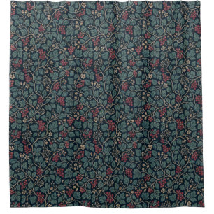 Berry and Green Leaf Shower Curtain