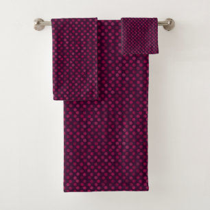 berry and midnight purple polka dots bath towel set