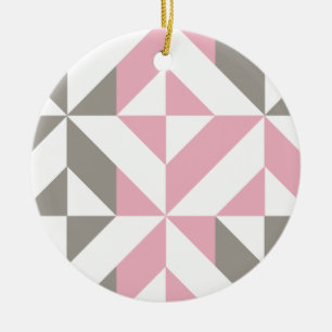 Berry and Silver Geometric ZigZag Ceramic Tree Decoration