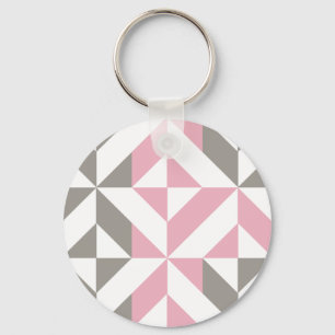 Berry and Silver Geometric ZigZag Key Ring