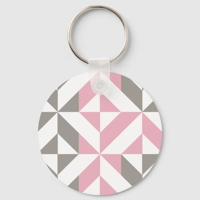 Berry and Silver Geometric ZigZag Key Ring (Front)