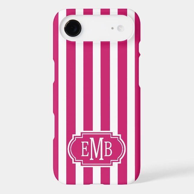 Berry and White Monogrammed Stripes (Back)