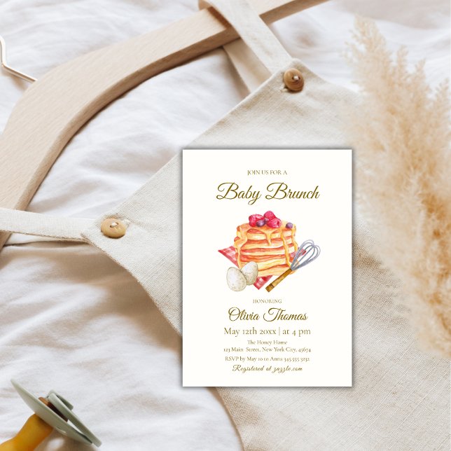 Berry Baby Brunch Pancake Egg Whisk Baby Shower Invitation (Berry Baby Brunch Pancake Egg Whisk Baby Shower Invitation)