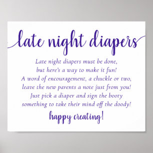 Berry Baby Shower   Pink Late Night Diapers Sign