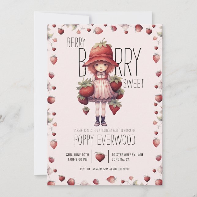 Berry Berry Sweet Birthday Invitation (Front)