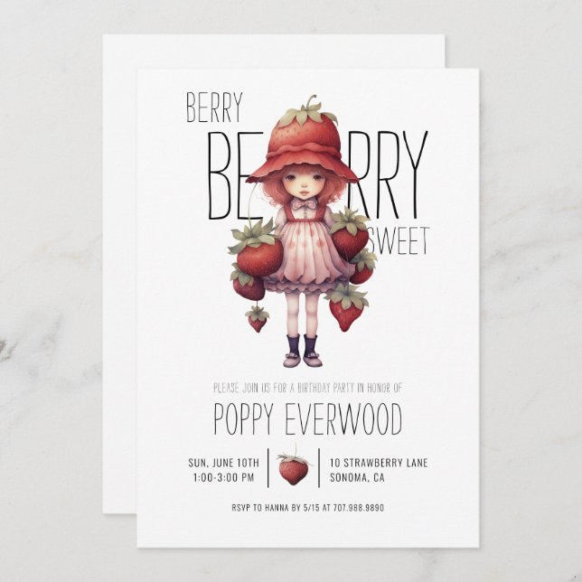 Berry Berry Sweet Birthday Party Invitation (Front/Back)