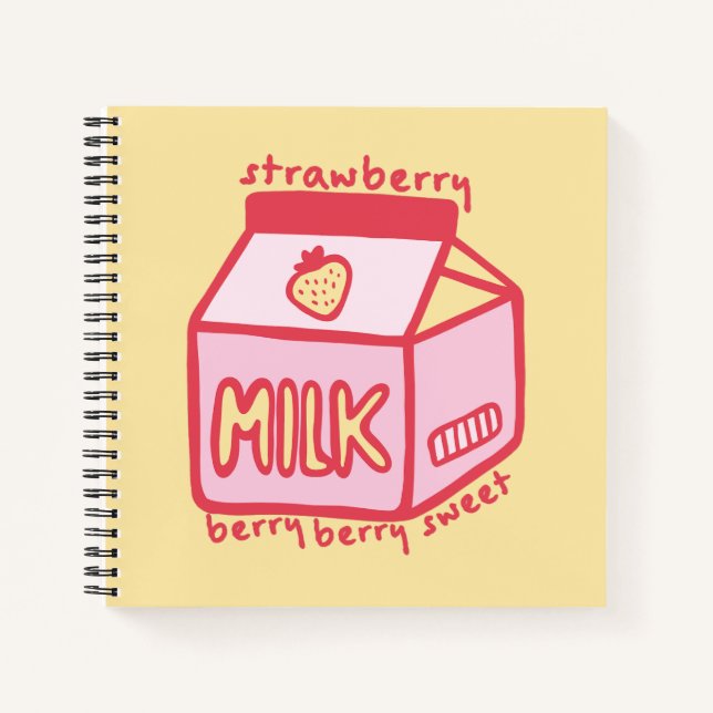 Berry Berry Sweet Strawberry Milk Notebook (Front)