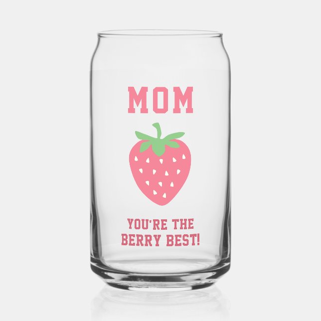 Berry Best Mum Strawberry Can Glass (Front)