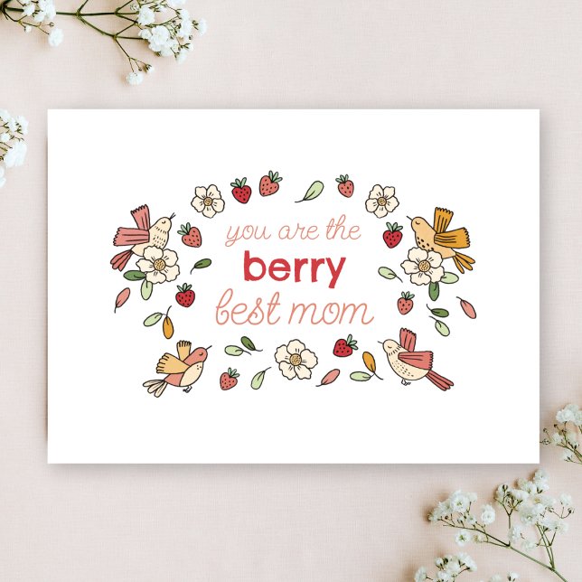 Berry Best Mum Strawberry Mother's Day  Holiday Card (Creator Uploaded)