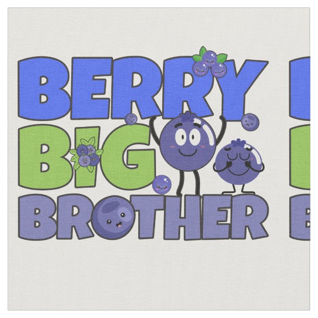 Berry Big Brother - Sibling Blueberry Pun Fabric (Close Up)