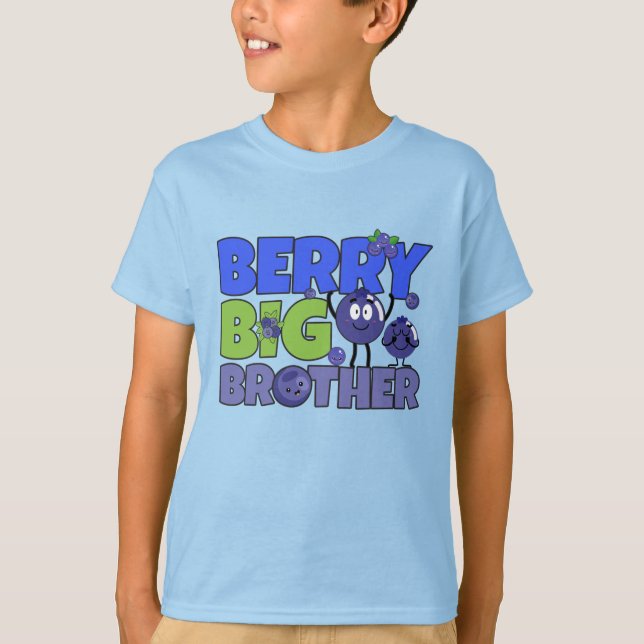 Berry Big Brother - Sibling Blueberry Pun T-Shirt (Front)