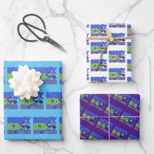 Berry Big Brother - Sibling Blueberry Pun Wrapping Paper Sheet