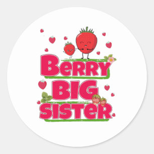 Berry Big Sister - Cute Strawberry Pun Classic Round Sticker