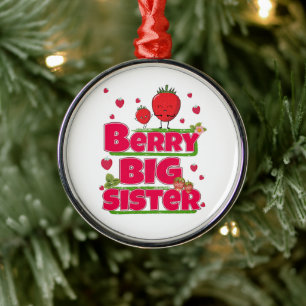 Berry Big Sister - Cute Strawberry Pun Metal Tree Decoration