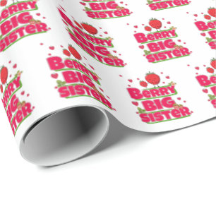 Berry Big Sister - Cute Strawberry Pun Wrapping Paper