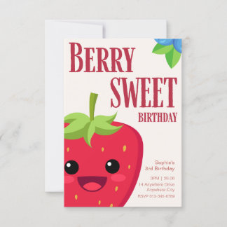 Berry Birthday Strawberry Party Invitation