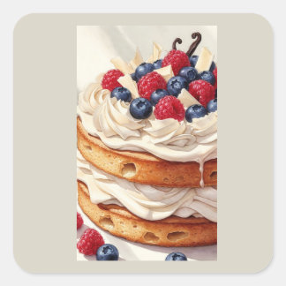 Berry Bliss Layer Cake Watercolor Illustration Square Sticker