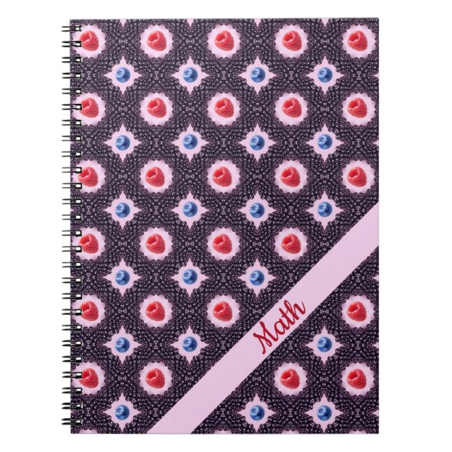 Berry Bliss Pattern with Custom Name Spiral Notebook (Front)