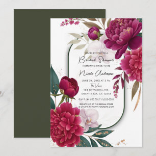 Berry Bloom Garden Floral Glam Bridal Shower Invitation