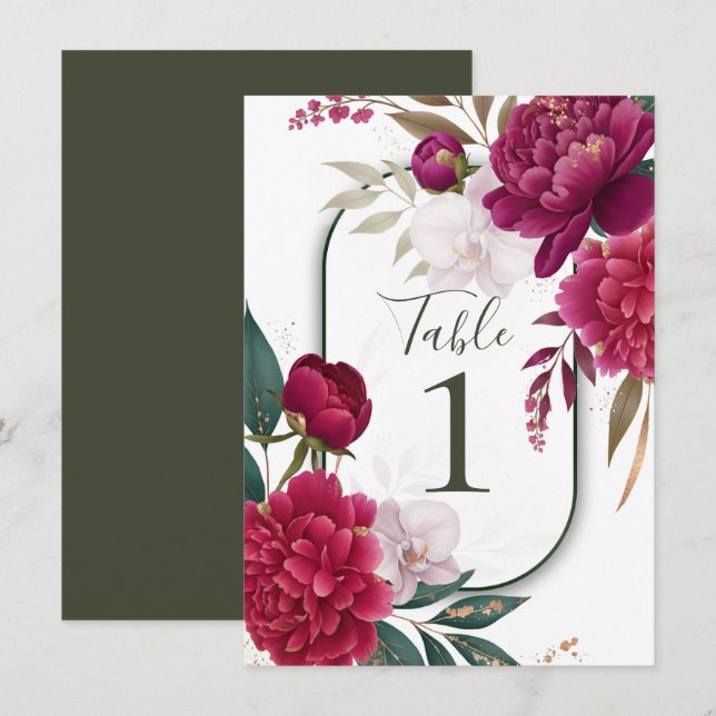 Berry Bloom Garden Floral Glam Wedding  Invitation (Front/Back)