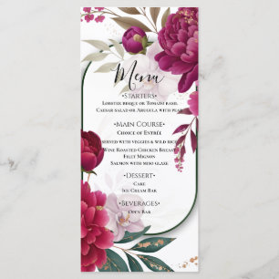 Berry Bloom Garden Floral Glam Wedding  Menu