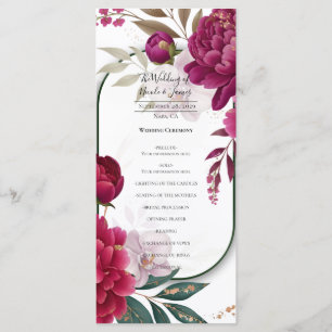 Berry Bloom Garden Floral Glam Wedding  Menu