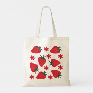 Berry Bloom – Playful Strawberry Floral Tote Bag