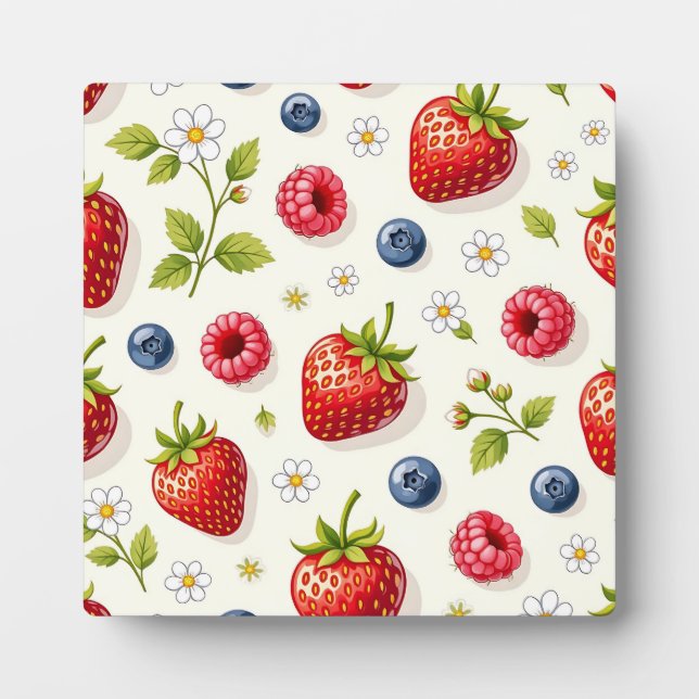 Berry Blossom Pattern Fresh Summer Fruits Plaque (Front)
