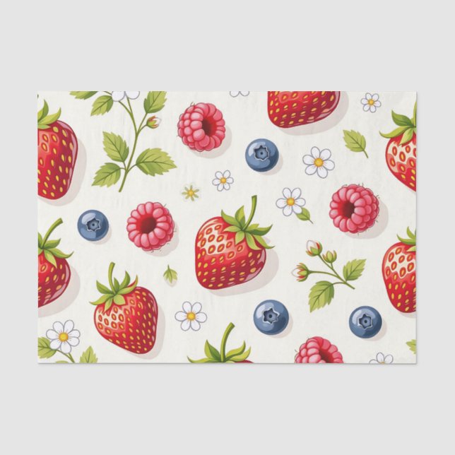 Berry Blossom Pattern Fresh Summer Fruits Tissue Paper (Front)