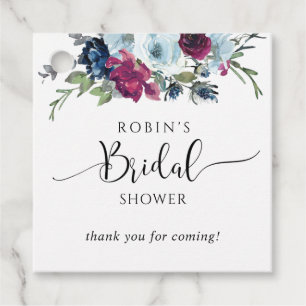 Berry Blue and Burgundy Bridal Shower/Brunch Favour Tags