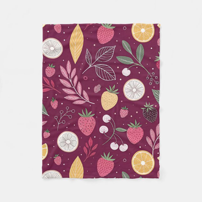 Berry Botanical Snuggle – Small Fleece Blanket in  (Front)