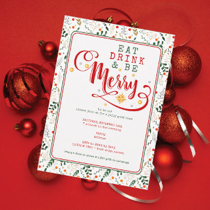 Berry Branch Eat Drink Be Merry Christmas Potluck Invitation