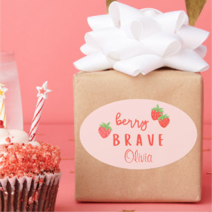 berry brave childhood cancer sick kids custom name oval sticker