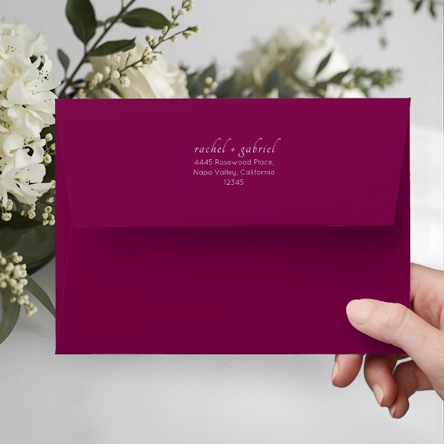 Berry Burgundy | Chic Simple Clean Wedding  Envelope (Creator Uploaded)