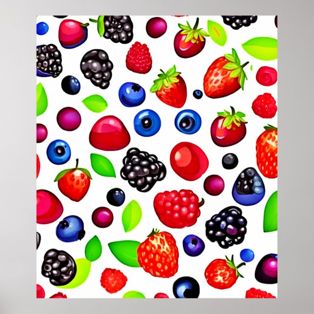 Berry Burst: Fruity Pattern Poster (Front)