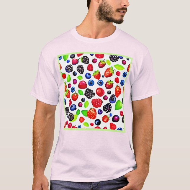 Berry Burst: Fruity Pattern T-Shirt (Front)