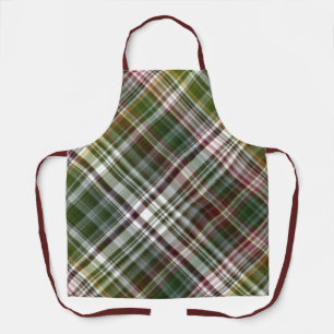 Berry Bush Green and Red Plaid Apron