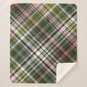 Berry Bush Green and Red Plaid Sherpa Blanket