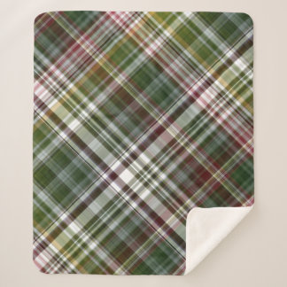 Berry Bush Green and Red Plaid Sherpa Blanket