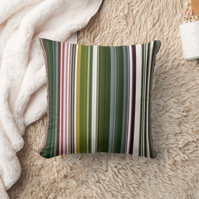 Berry Bush Green and Red Stripe Cushion (Blanket)