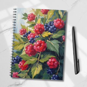 Berry Bush Raspberry Blackberries Watercolor Fruit Notebook