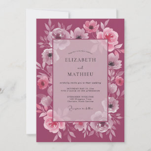 Berry Captivating Romantic Wedding Invitation