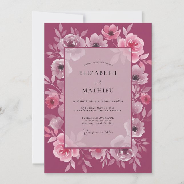 Berry Captivating Romantic Wedding Invitation (Front)