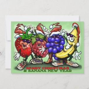 Berry Christmas Banana New Year Card