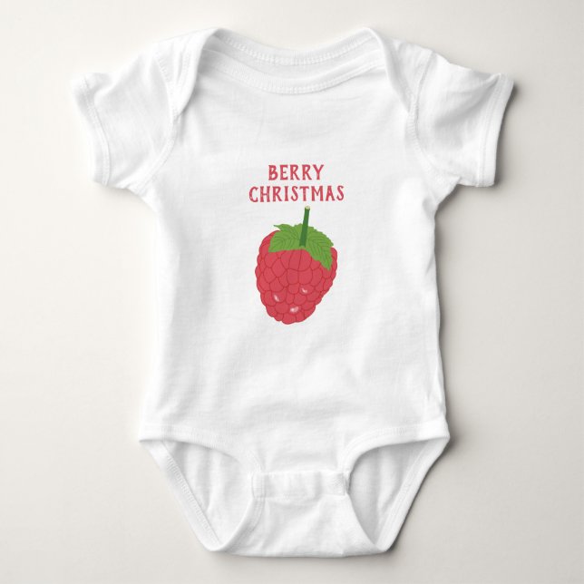 Berry Christmas Raspberry Fruit Design Baby Bodysuit (Front)