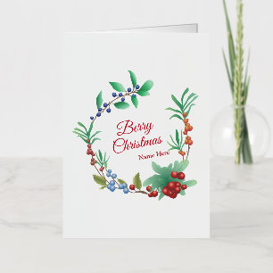 Berry Christmas Wreath Foil Greeting Card