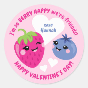 Berry Classroom Valentine Cards for Kids Classic Round Sticker